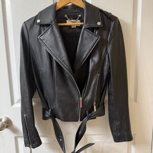 Women’s S/M Michael Kors Belted Moto Jacket - PRISTINE